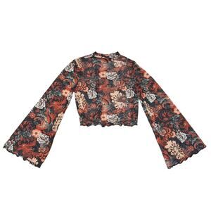 Vintage-Style Sheer Bell Sleeve Top